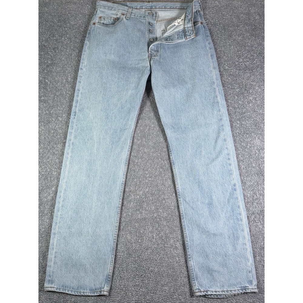 VTG 80s Levi's 501 Jeans Mens 34x34 Light Wash Blue Straight Leg Made In UK RARE